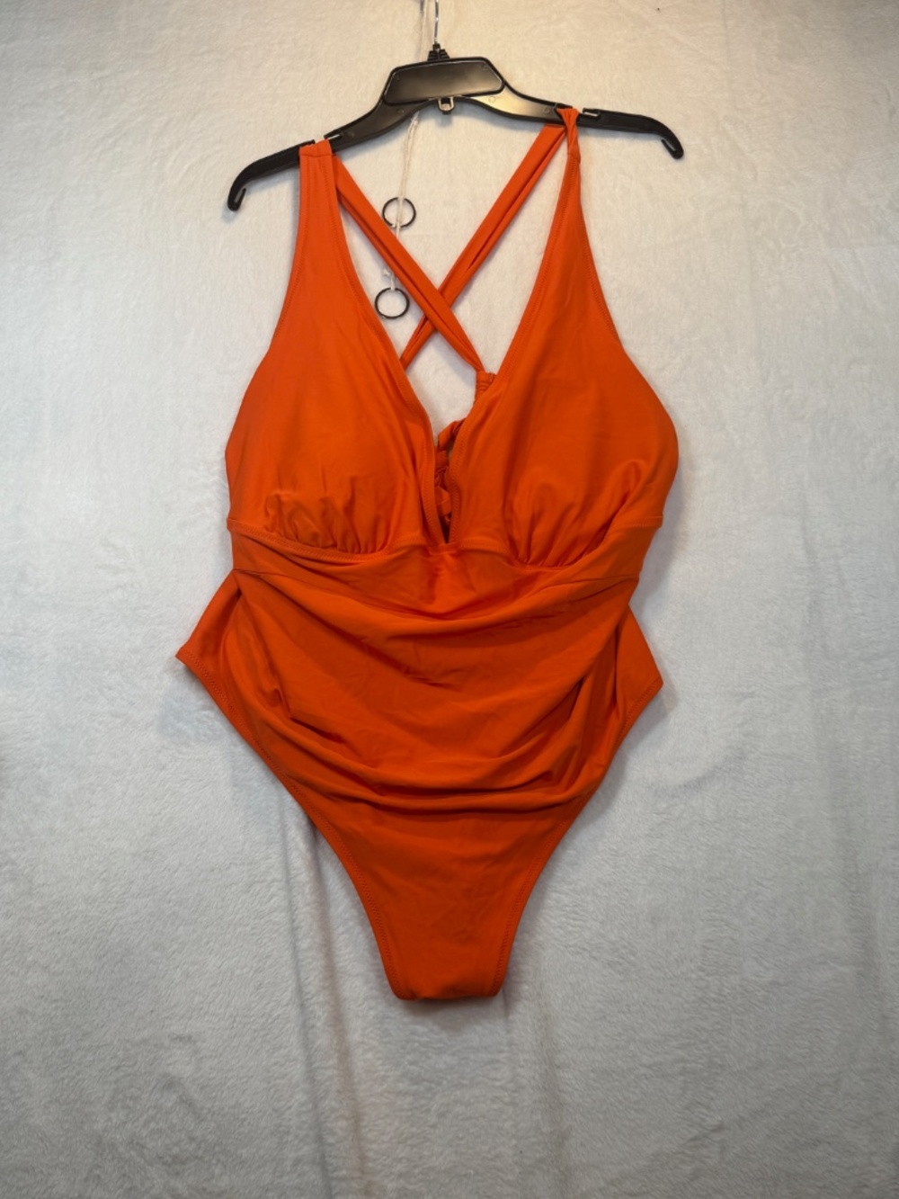 Old Navy Bathing Suit Womens Size 3X Orange One Piece Beach Deep Plunge - Picture 2 of 7